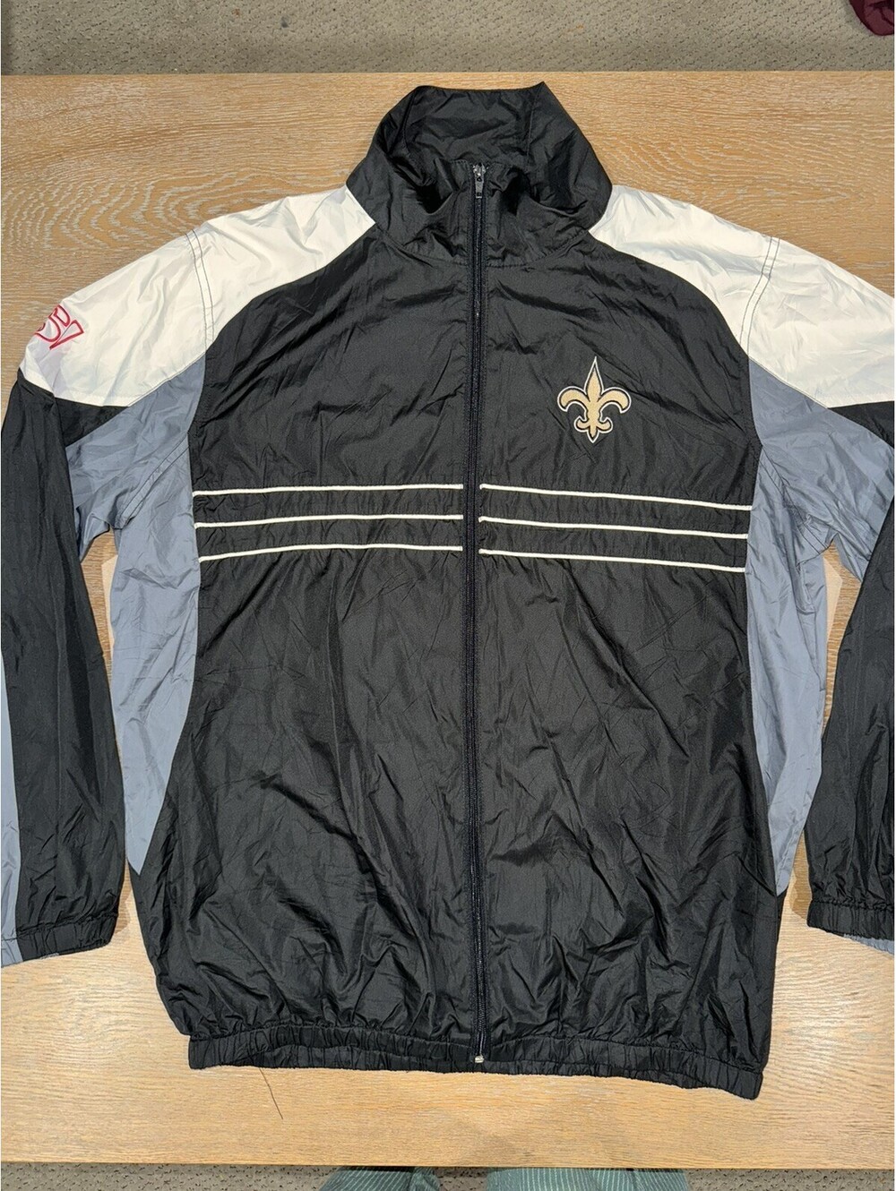 New Orleans Saints NFL Team Apparel Full Zip Windbreaker Jacket Mens Size LARGE